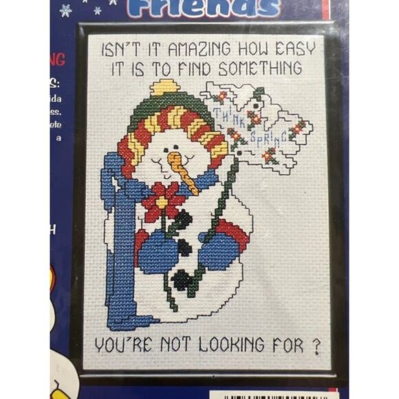NWT Stoney Creek Flakey Friends Counted Cross Stitch Framed Complete Kit - Picture 2 of 3